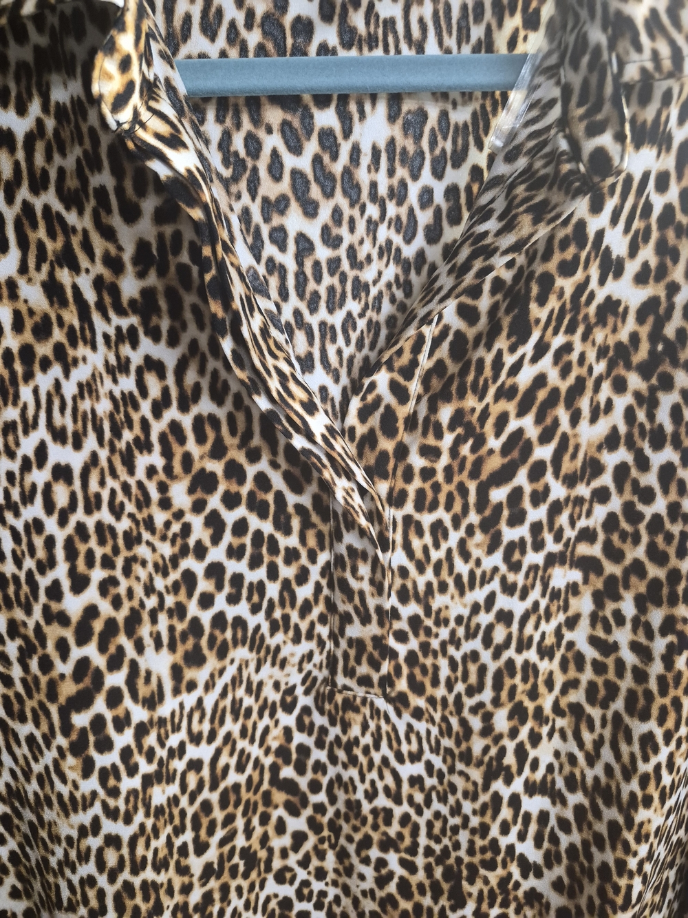 Time and Tru Leopard Print Satin Blouse in Brown and Black